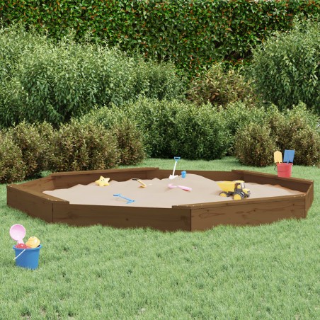 vidaXL Sandkasten mit Sitzen Honigbraun Achteck Massivholz Kiefer