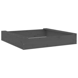 vidaXL Sandkasten mit Sitzen Grau Quadratisch Massivholz Kiefer