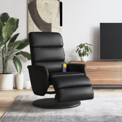vidaXL Massagesessel mit Fußteil Schwarz Kunstleder
