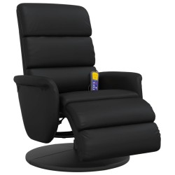 vidaXL Massagesessel mit Fußteil Schwarz Kunstleder