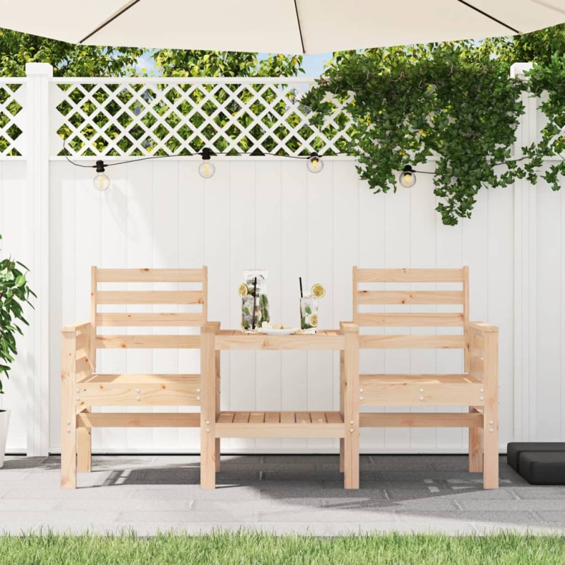 vidaXL Gartenbank mit Tisch 2-Sitzer Massivholz Kiefer vidaXL Gartenbank mit Tisch 2-Sitzer Massivholz Kiefer