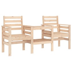 vidaXL Gartenbank mit Tisch 2-Sitzer Massivholz Kiefer