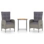3-tlg. Bistro-Set Poly Rattan und Akazienholz Grau 3-tlg. Bistro-Set Poly Rattan und Akazienholz Grau