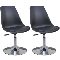 vidaXL Esszimmerstühle 2 Stk. Drehbar Schwarz Kunstleder