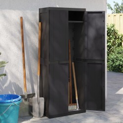 vidaXL Gartenschrank Schwarz 65x37x165 cm PP