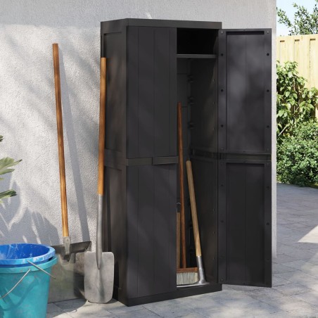 vidaXL Gartenschrank Schwarz 65x37x165 cm PP