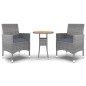 3-tlg. Garten-Essgruppe Poly Rattan Grau 3-tlg. Garten-Essgruppe Poly Rattan Grau