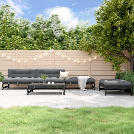 vidaXL 5-tlg. Garten-Lounge-Set Schwarz Massivholz Kiefer