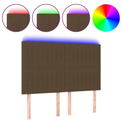 vidaXL LED Kopfteil Dunkelbraun 144x5x118/128 cm Stoff