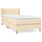 vidaXL Boxspringbett mit Matratze Creme 90x200 cm Stoff vidaXL Boxspringbett mit Matratze Creme 90x200 cm Stoff