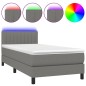 vidaXL Boxspringbett mit Matratze & LED Dunkelgrau 90x200 cm Stoff vidaXL Boxspringbett mit Matratze & LED Dunkelgrau 90x200 cm Stoff