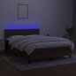 vidaXL Boxspringbett mit Matratze & LED Dunkelbraun 140x200 cm Stoff vidaXL Boxspringbett mit Matratze & LED Dunkelbraun 140x200 cm Stoff