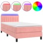 vidaXL Boxspringbett mit Matratze & LED Rosa 90x200 cm Samt vidaXL Boxspringbett mit Matratze & LED Rosa 90x200 cm Samt