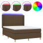 vidaXL Boxspringbett mit Matratze & LED Dunkelbraun 140x190 cm Stoff vidaXL Boxspringbett mit Matratze & LED Dunkelbraun 140x190 cm Stoff