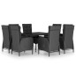 9-tlg. Garten-Essgruppe Poly Rattan und Glas Schwarz 9-tlg. Garten-Essgruppe Poly Rattan und Glas Schwarz
