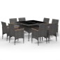 vidaXL 9-tlg. Garten-Essgruppe Poly Rattan und Akazienholz Grau vidaXL 9-tlg. Garten-Essgruppe Poly Rattan und Akazienholz Grau