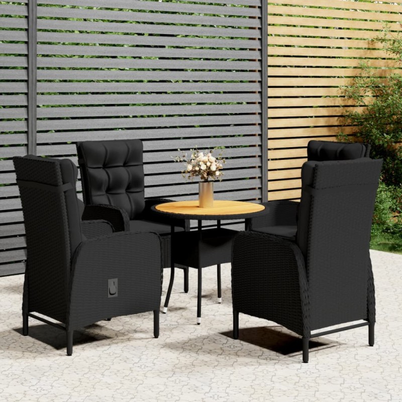 5-tlg. Garten-Bistro-Set Poly Rattan Schwarz 5-tlg. Garten-Bistro-Set Poly Rattan Schwarz