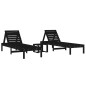 vidaXL Sonnenliegen 2 Stk. mit Tisch Schwarz Massivholz Kiefer vidaXL Sonnenliegen 2 Stk. mit Tisch Schwarz Massivholz Kiefer