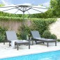 vidaXL Sonnenliegen 2 Stk. mit Tisch Grau Massivholz Kiefer vidaXL Sonnenliegen 2 Stk. mit Tisch Grau Massivholz Kiefer