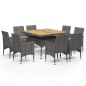 9-tlg. Garten-Essgruppe Poly Rattan und Akazienholz Grau 9-tlg. Garten-Essgruppe Poly Rattan und Akazienholz Grau