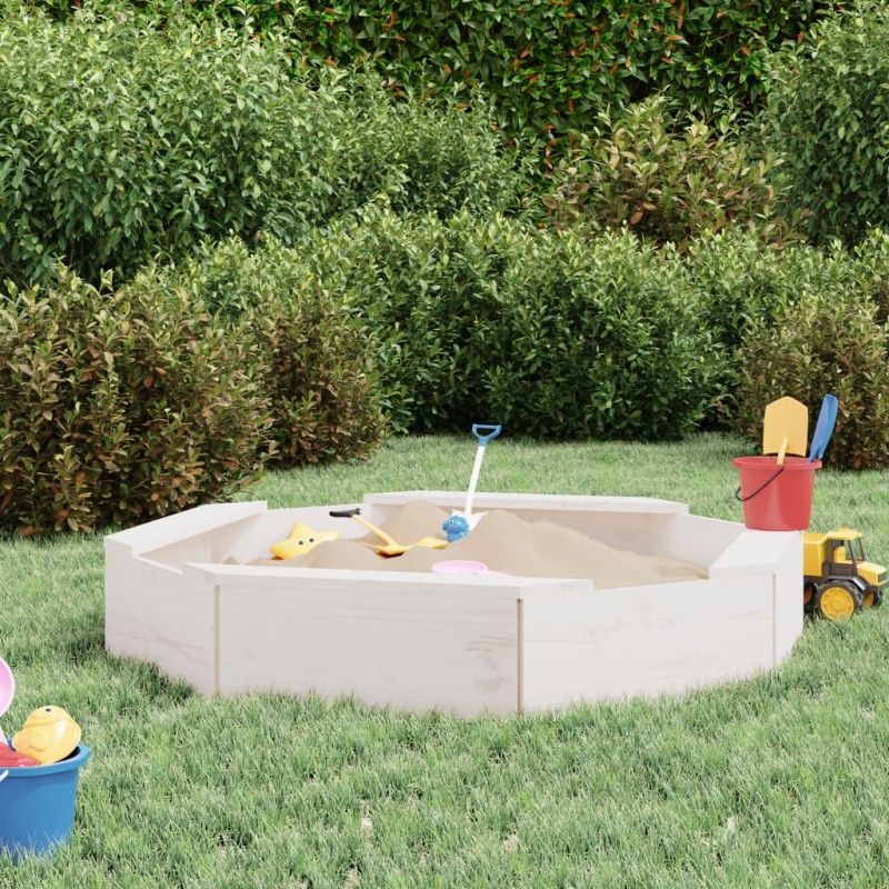 vidaXL Sandkasten mit Sitzen Weiß Achteck Massivholz Kiefer vidaXL Sandkasten mit Sitzen Weiß Achteck Massivholz Kiefer