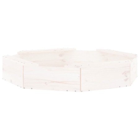 vidaXL Sandkasten mit Sitzen Weiß Achteck Massivholz Kiefer