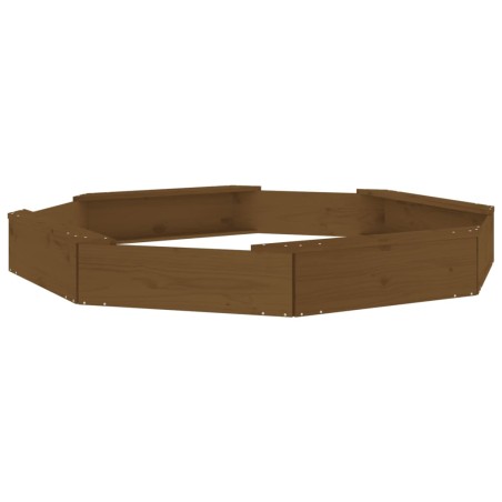 vidaXL Sandkasten mit Sitzen Honigbraun Achteck Massivholz Kiefer