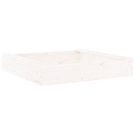 vidaXL Sandkasten mit Sitzen Weiß Quadratisch Massivholz Kiefer