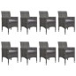 9-tlg. Garten-Essgruppe Poly Rattan und Akazienholz Grau 9-tlg. Garten-Essgruppe Poly Rattan und Akazienholz Grau