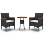 vidaXL 3-tlg. Garten-Essgruppe Poly Rattan Schwarz vidaXL 3-tlg. Garten-Essgruppe Poly Rattan Schwarz