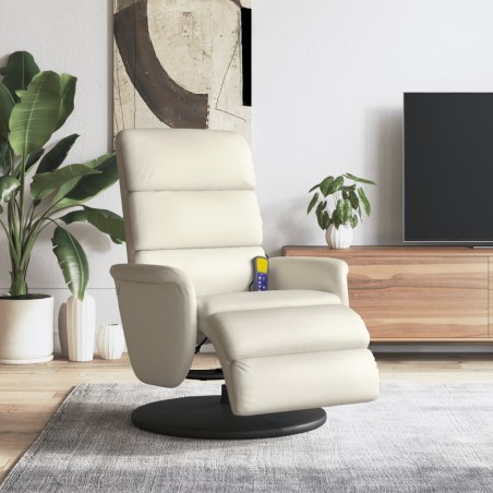 vidaXL Massagesessel mit Fußteil Creme Kunstleder