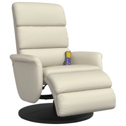 vidaXL Massagesessel mit Fußteil Creme Kunstleder