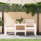 vidaXL Gartenbank mit Tisch 2-Sitzer Weiß Massivholz Kiefer vidaXL Gartenbank mit Tisch 2-Sitzer Weiß Massivholz Kiefer