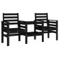 vidaXL Gartenbank mit Tisch 2-Sitzer Schwarz Massivholz Kiefer vidaXL Gartenbank mit Tisch 2-Sitzer Schwarz Massivholz Kiefer