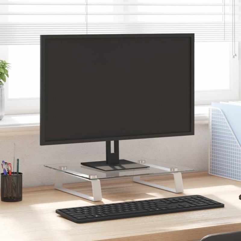 vidaXL Monitorständer Weiß 40x35x8 cm Hartglas und Metall vidaXL Monitorständer Weiß 40x35x8 cm Hartglas und Metall