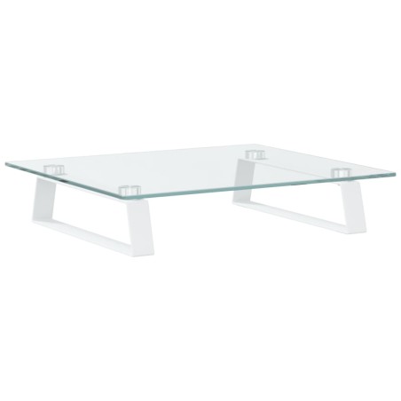 vidaXL Monitorständer Weiß 40x35x8 cm Hartglas und Metall