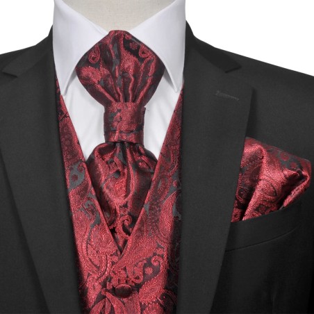 Hochzeitswesten-Set Herren Paisley Größe 52 Burgunderrot