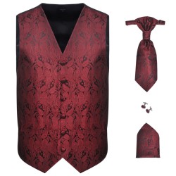 Hochzeitswesten-Set Herren Paisley Größe 52 Burgunderrot