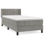 vidaXL Boxspringbett mit Matratze Hellgrau 90x200 cm Samt vidaXL Boxspringbett mit Matratze Hellgrau 90x200 cm Samt