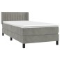 vidaXL Boxspringbett mit Matratze Hellgrau 90x200 cm Samt vidaXL Boxspringbett mit Matratze Hellgrau 90x200 cm Samt