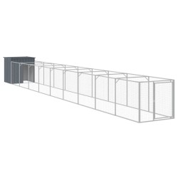 vidaXL Hundehütte mit Auslauf Anthrazit 110x1017x110 cm Stahl Verzinkt