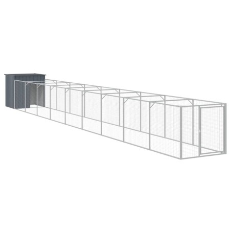 vidaXL Hundehütte mit Auslauf Anthrazit 110x1017x110 cm Stahl Verzinkt