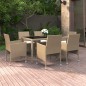 7-tlg. Garten-Essgruppe Poly Rattan und Hartglas Beige 7-tlg. Garten-Essgruppe Poly Rattan und Hartglas Beige