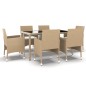 7-tlg. Garten-Essgruppe Poly Rattan und Hartglas Beige 7-tlg. Garten-Essgruppe Poly Rattan und Hartglas Beige