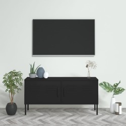 vidaXL TV-Schrank Schwarz 105x35x50 cm Stahl    