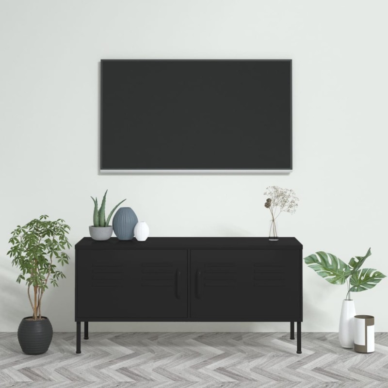 vidaXL TV-Schrank Schwarz 105x35x50 cm Stahl vidaXL TV-Schrank Schwarz 105x35x50 cm Stahl