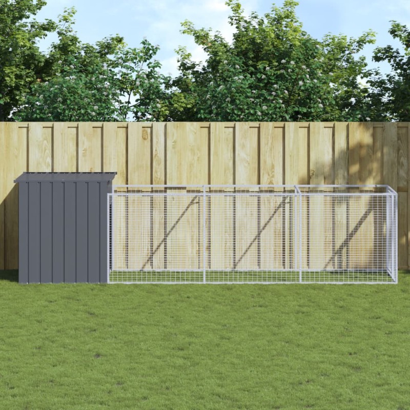 vidaXL Hundehütte mit Auslauf Anthrazit 110x405x110cm Verzinkter Stahl vidaXL Hundehütte mit Auslauf Anthrazit 110x405x110cm Verzinkter Stahl