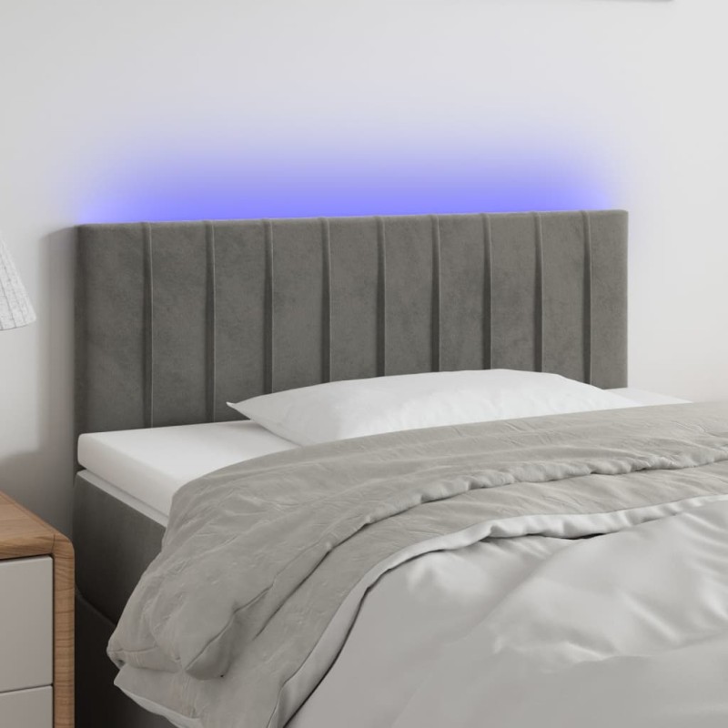 vidaXL LED Kopfteil Hellgrau 90x5x78/88 cm Samt vidaXL LED Kopfteil Hellgrau 90x5x78/88 cm Samt