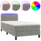 vidaXL Boxspringbett mit Matratze & LED Hellgrau 90x200 cm Samt vidaXL Boxspringbett mit Matratze & LED Hellgrau 90x200 cm Samt