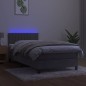 vidaXL Boxspringbett mit Matratze & LED Hellgrau 90x200 cm Samt vidaXL Boxspringbett mit Matratze & LED Hellgrau 90x200 cm Samt